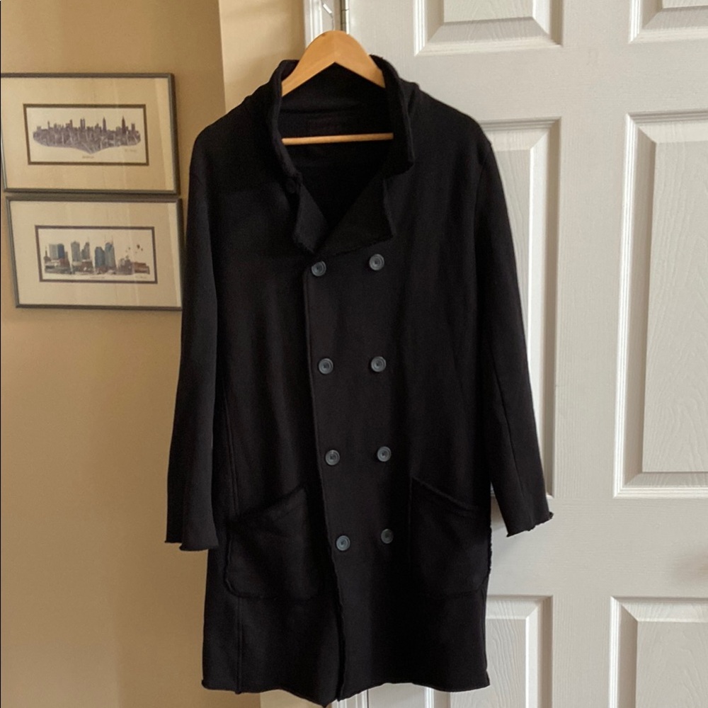 Frank & Eileen Belfast trench Coat in black triple fleece